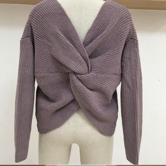 NEW (M & L) Purple Sweater V Neck Open w/ Bow - Picture 6 of 7